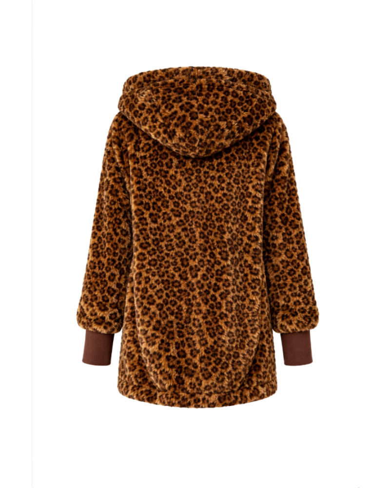 Leopard print hoodie on a white background