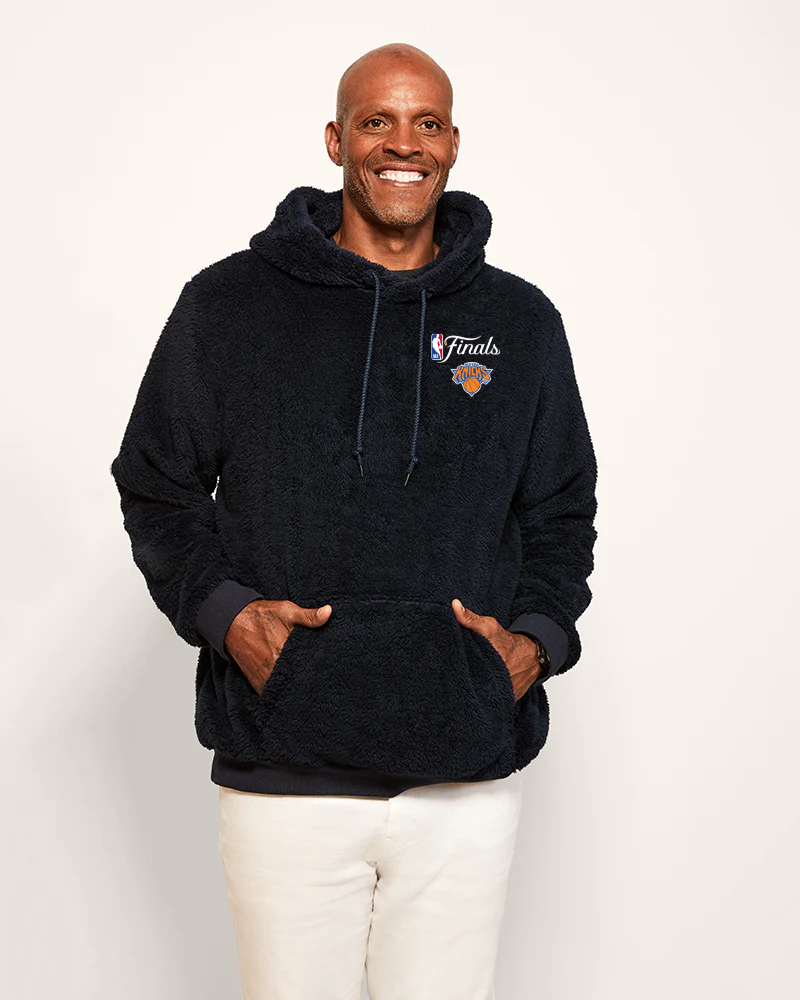 New York Knicks Unisex Sherpa Hoodie - Navy | Jill Martin