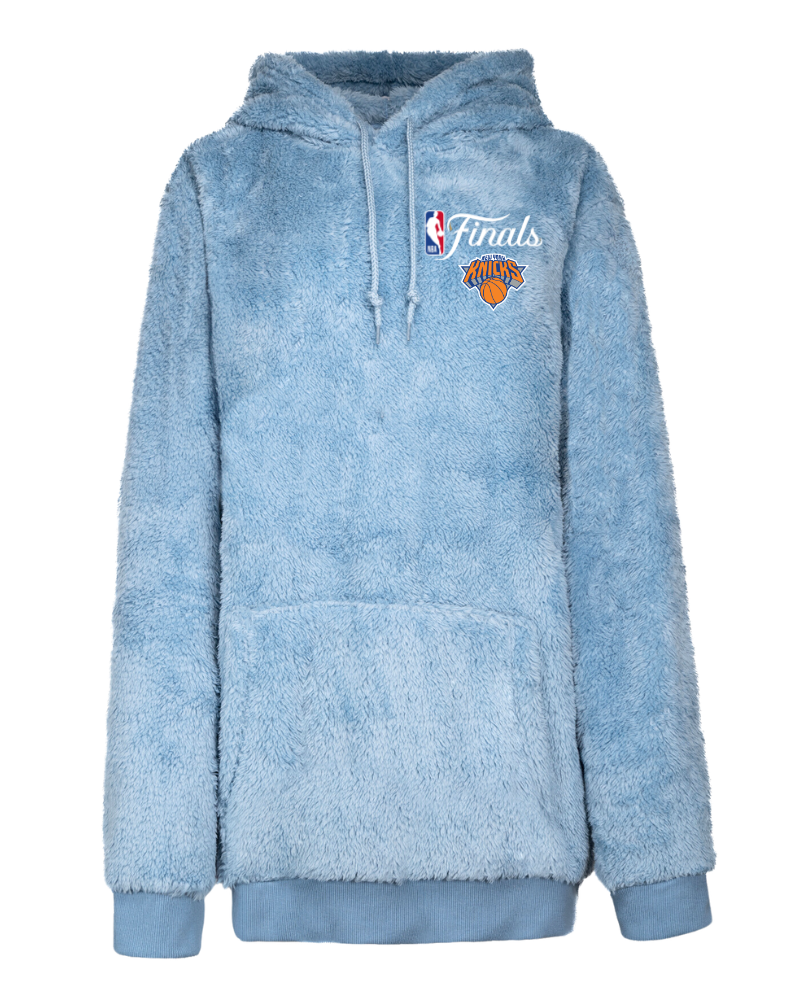 Blue hoodie with NBA Finals logo on a white background