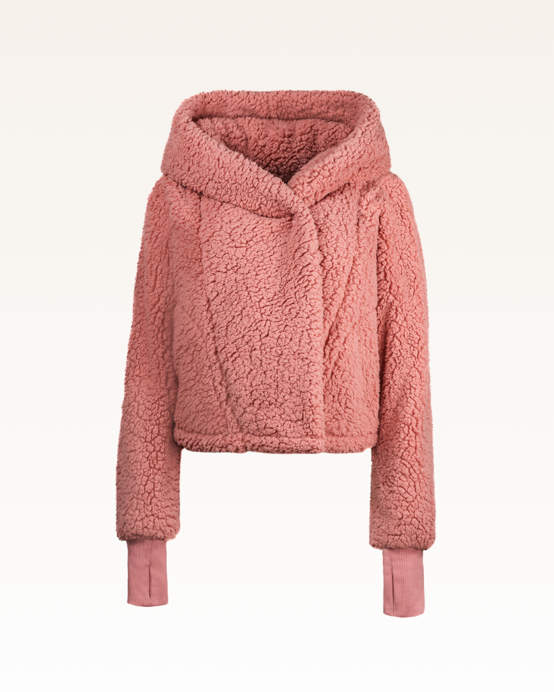 romantic rose cropped lounger in sherpa
