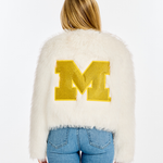 University of Michigan Bedazzled Logo Faux Fur Jacket