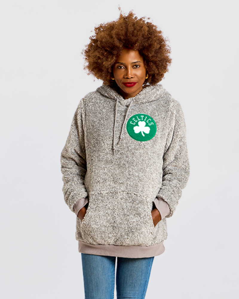 Boston Celtics Chenille Logo Unisex Sherpa Hoodie