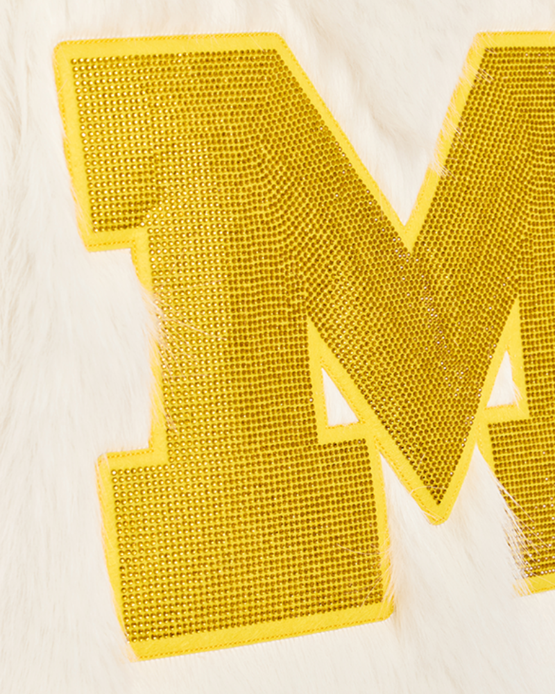 University of Michigan Bedazzled Logo Faux Fur Jacket