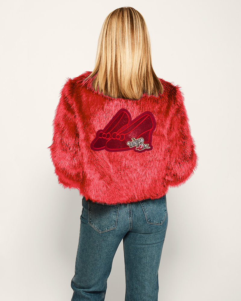 By Jill Martin x Lorna Luft Ruby Red Slipper Faux Fur Jacket