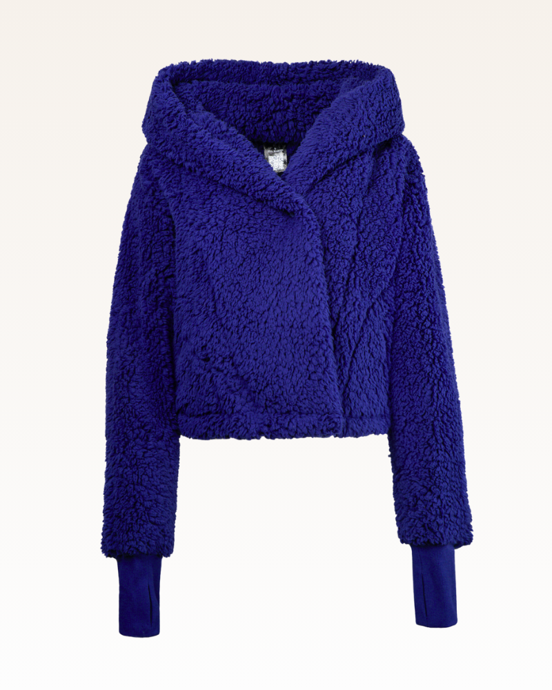 Blue textured hoodie on a white background