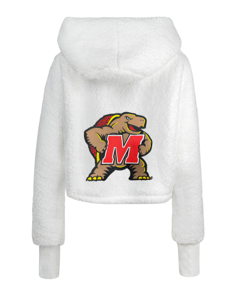 University of Maryland Cropped Sherpa Lounger Jacket White