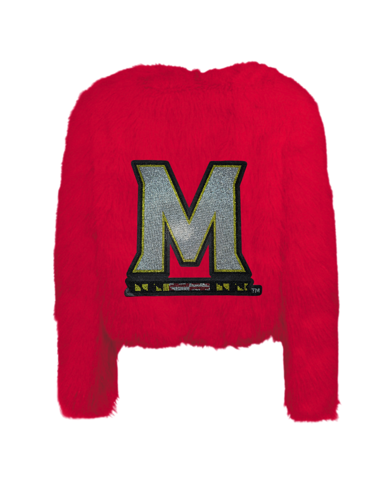 University of Maryland Bedazzled Logo Faux Fur Jacket