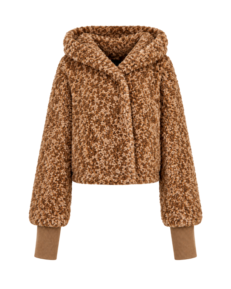 Classic Cropped Sherpa Lounger Jacket - Leopard