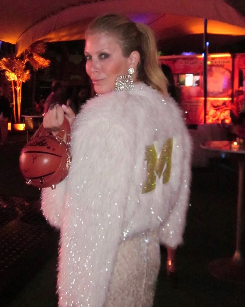 University of Michigan Bedazzled Logo Faux Fur Jacket