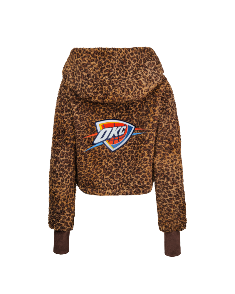 Oklahoma City Thunder Cropped Sherpa Lounger Jacket Leopard