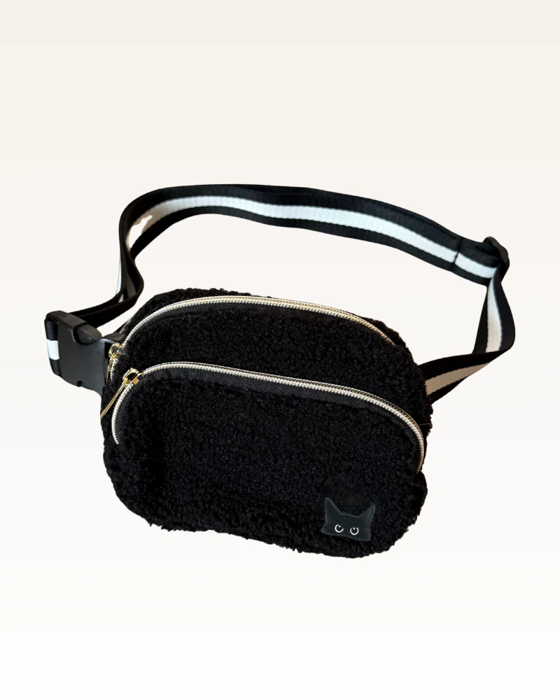 Beth's Furry Friends Black Cat Regulation Size Sherpa Fanny Pack