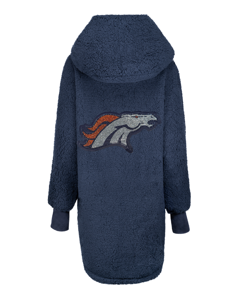 Denver Broncos Bedazzled Sherpa Lounger Jacket - Navy