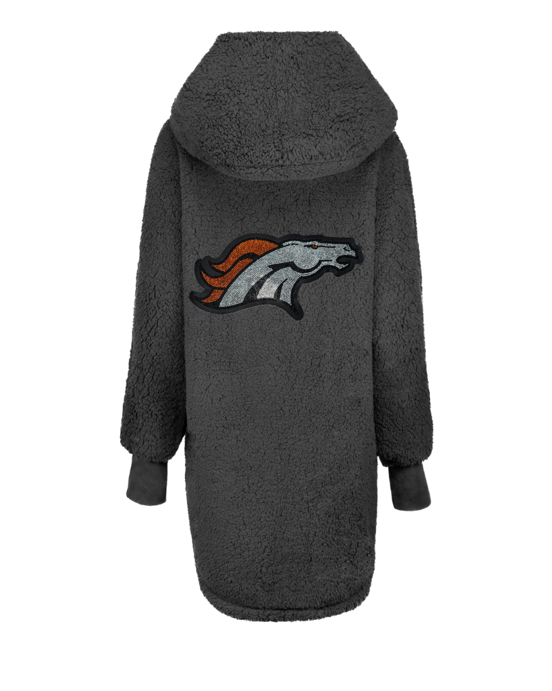 Denver Broncos Bedazzled Sherpa Lounger Jacket - Black