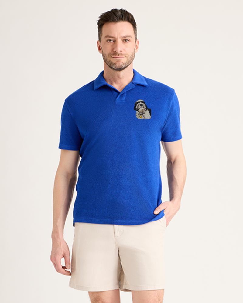 Personalized Embroidered Pet Men's Terry Polo - Royal Blue