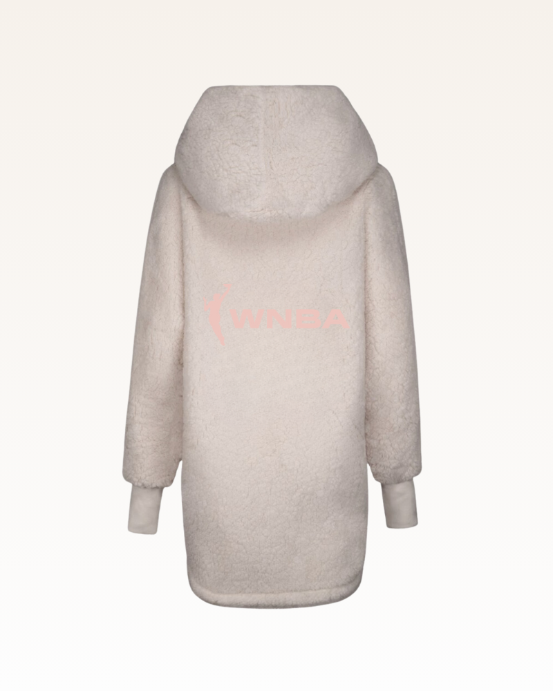 ivory sherpa with a wnba brand logo on the back against a white background