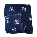 New York Yankees All Over Print 60" x 70" Sherpa Throw Blanket - Midnight Blue