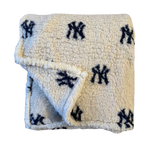 New York Yankees All Over Print 60" x 70" Sherpa Throw Blanket - Sand