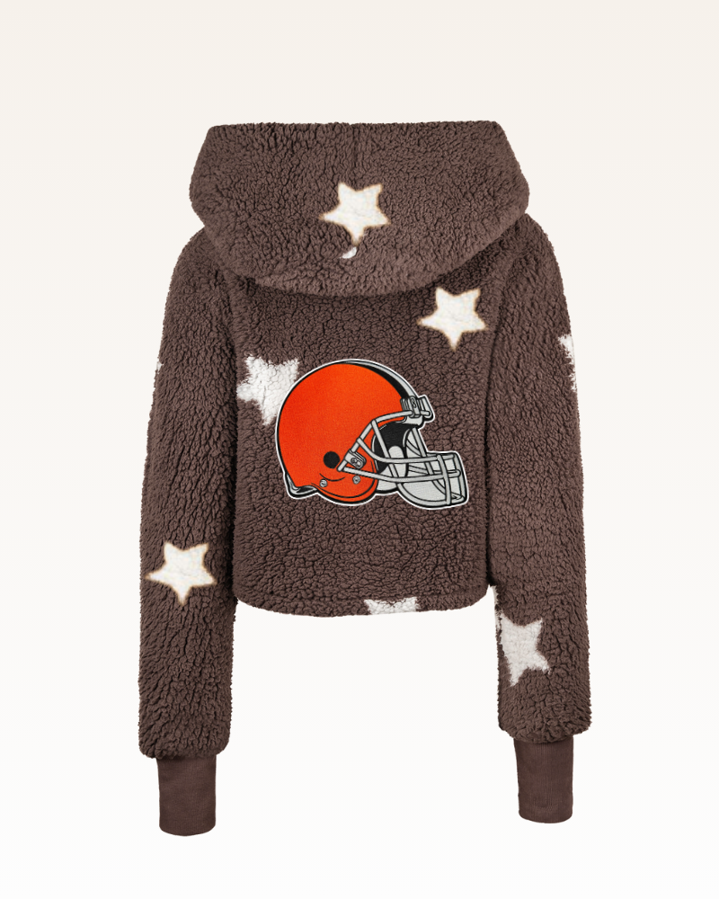 brown with white stars cropped lounger with Cleveland Browns logo